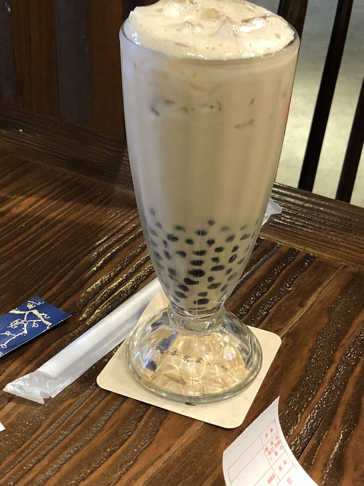 Classic pearl milk tea served in a tall glass