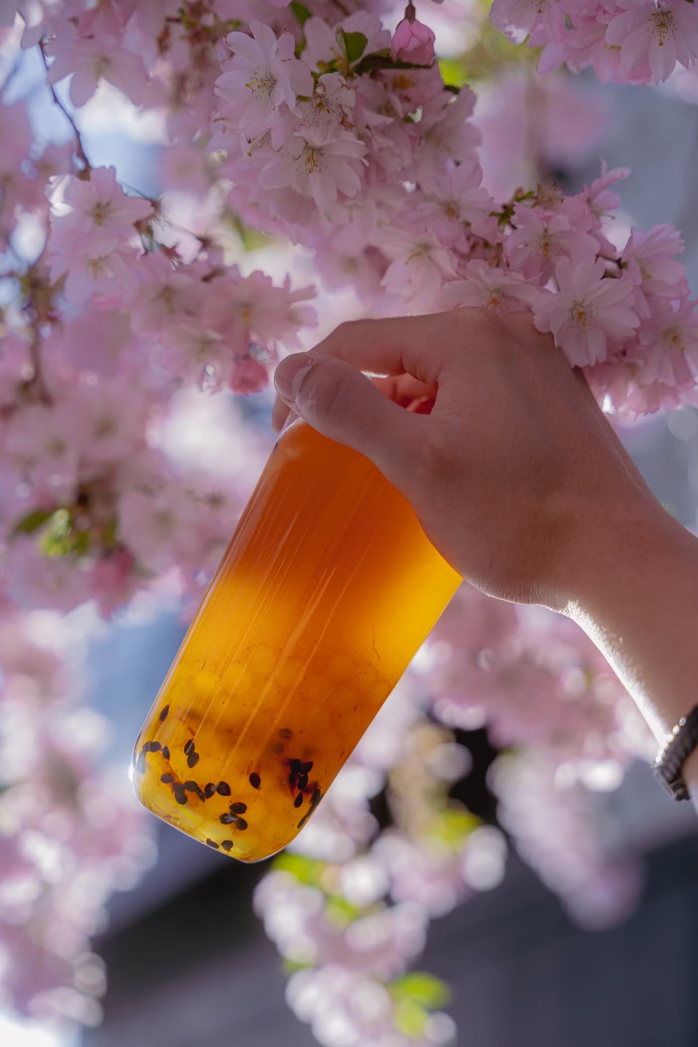 Passion fruit tea, seeds and all